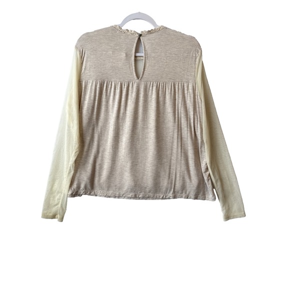 NWT Romantic Boho Sheer Mesh Crochet Lace Long Sleeve Blouse L Renaissance Fairy - Picture 2 of 11